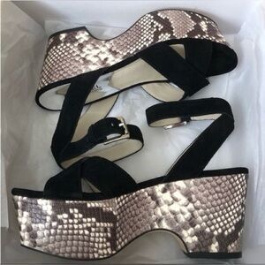 Michael Kors Black Suede Wedge Sandals